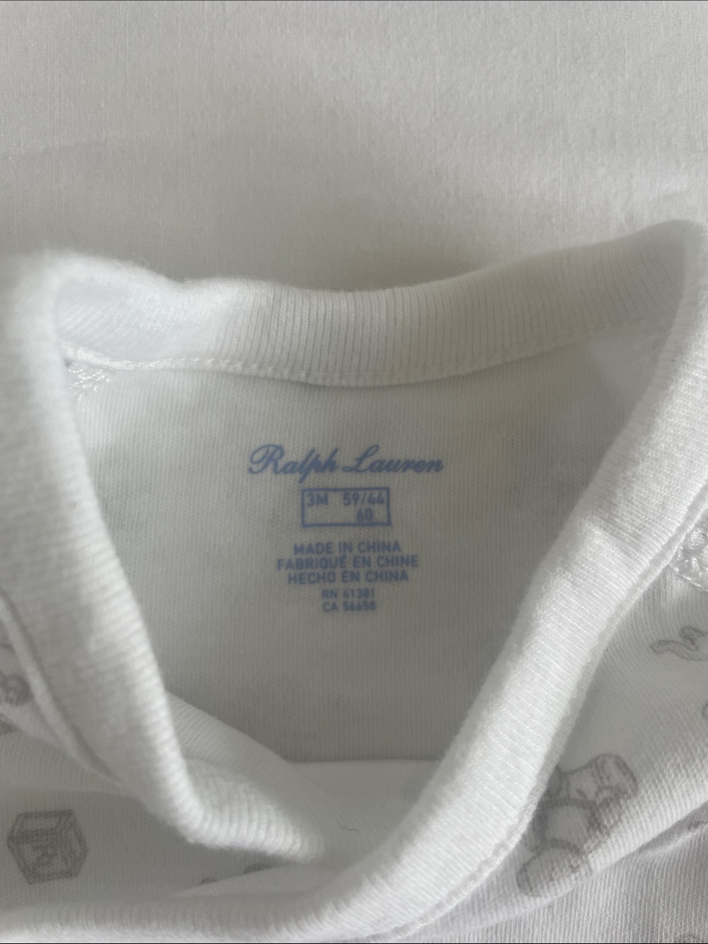 Ralph Lauren Two-Piece Footed Pajama Set with Gray Animal Print 3M (VGUC) - Picture 2 of 6